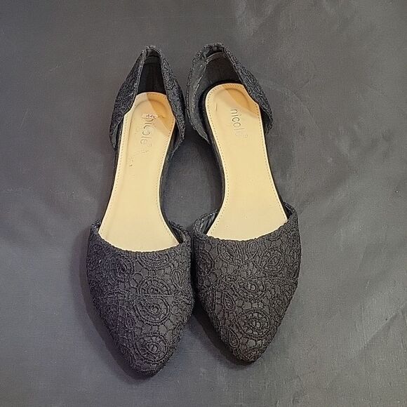 NICOLE LACE POINTED TOE D'ORSAY SLIP-ON WOMEN"S FLAT - Picture 4 of 12